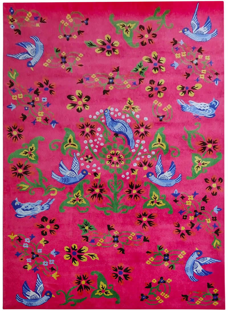新中式古典花鸟图案地毯贴图