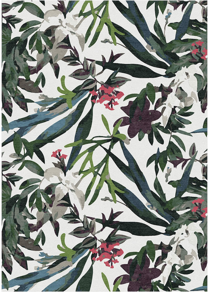 现代田园植物叶子纹理图案地毯贴图