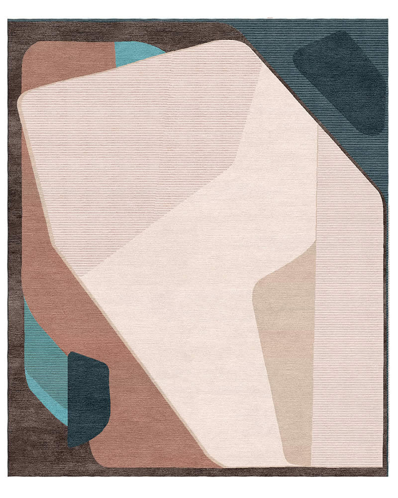 简约轻奢粉咖色几何纹理图案地毯贴图