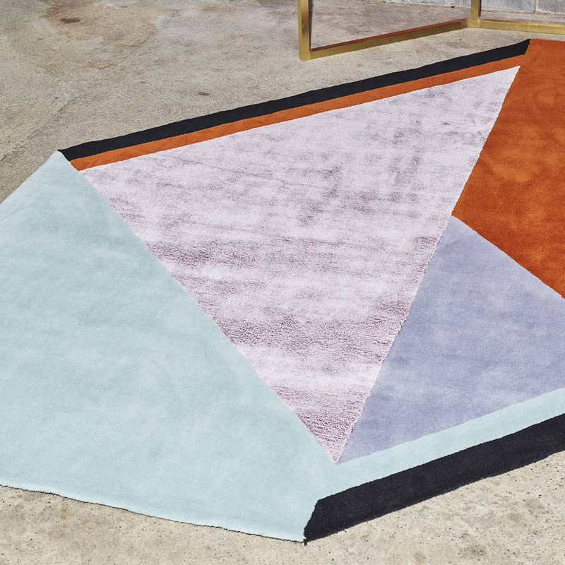 现代北欧异形几何拼色图案地毯贴图