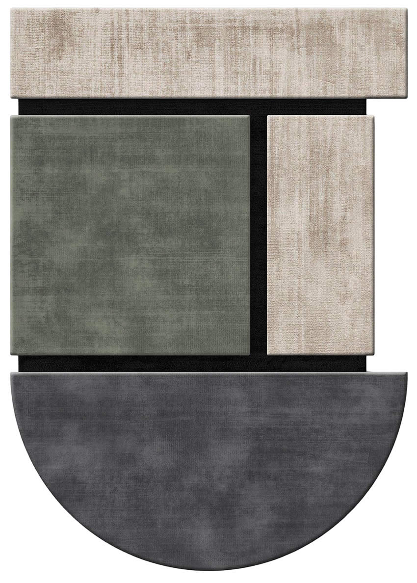 现代简约灰绿咖色异形图案地毯贴图