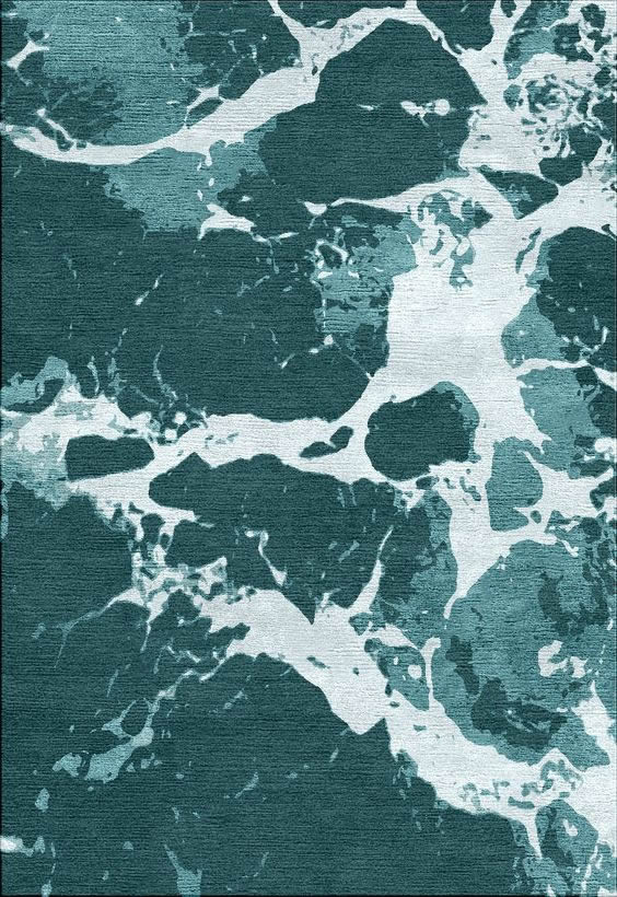 新中式青绿色海浪图案地毯贴图