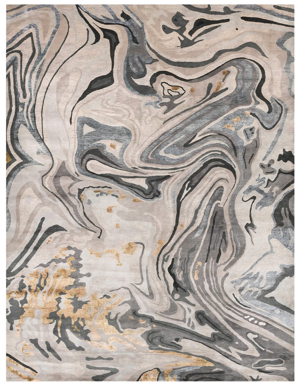 新中式灰咖金色抽象图案地毯贴图