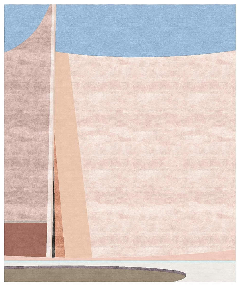 现代北欧风咖粉色几何图案地毯贴图