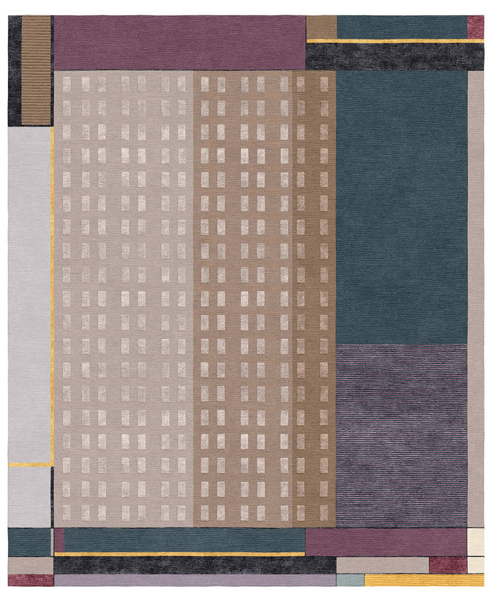现代简约几何条纹格子图案地毯贴图