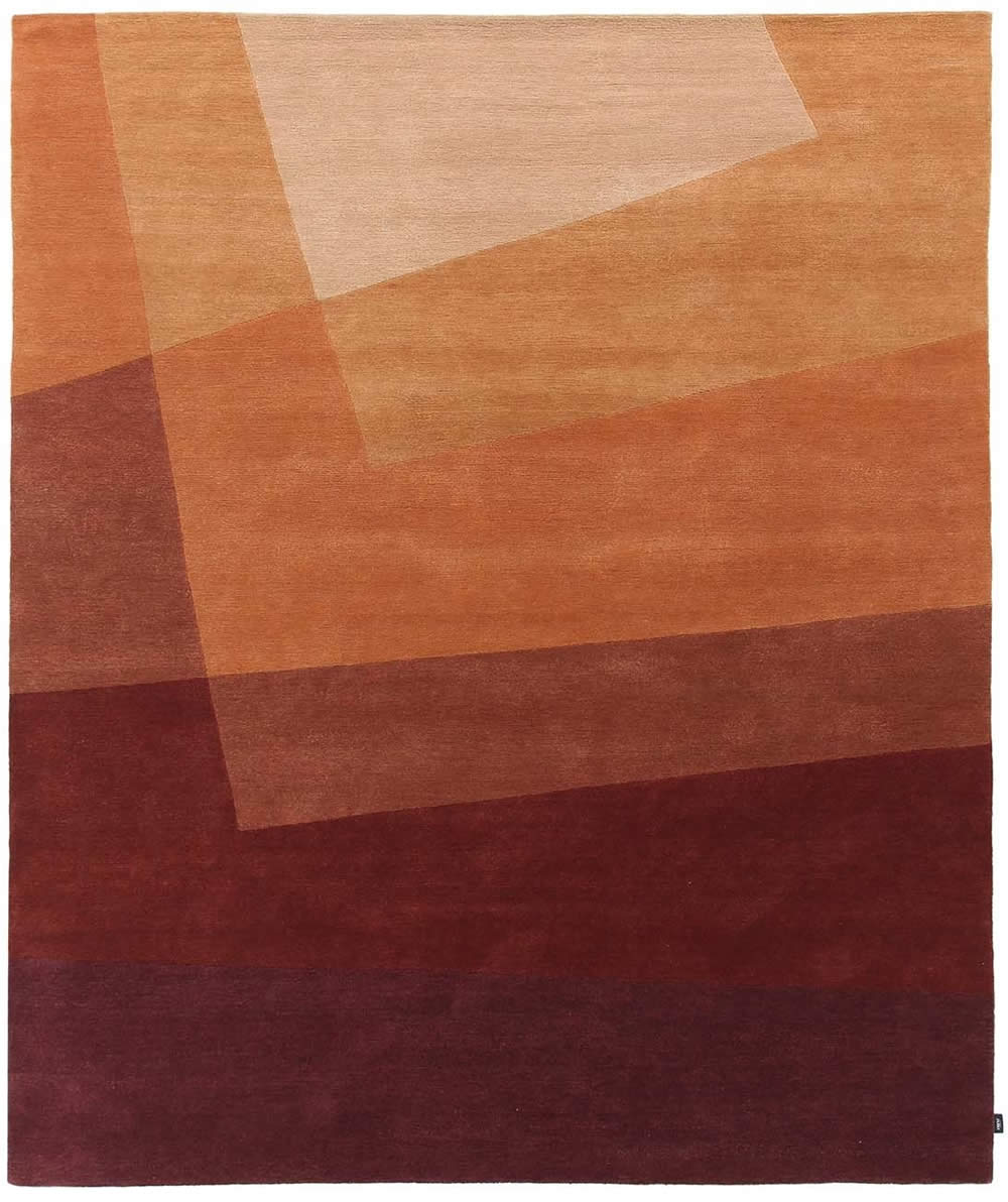 现代简约橙红色几何拼色图案地毯贴图