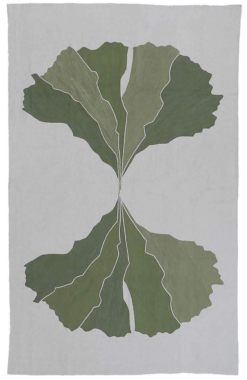 现代简约灰绿色叶子图案地毯贴图