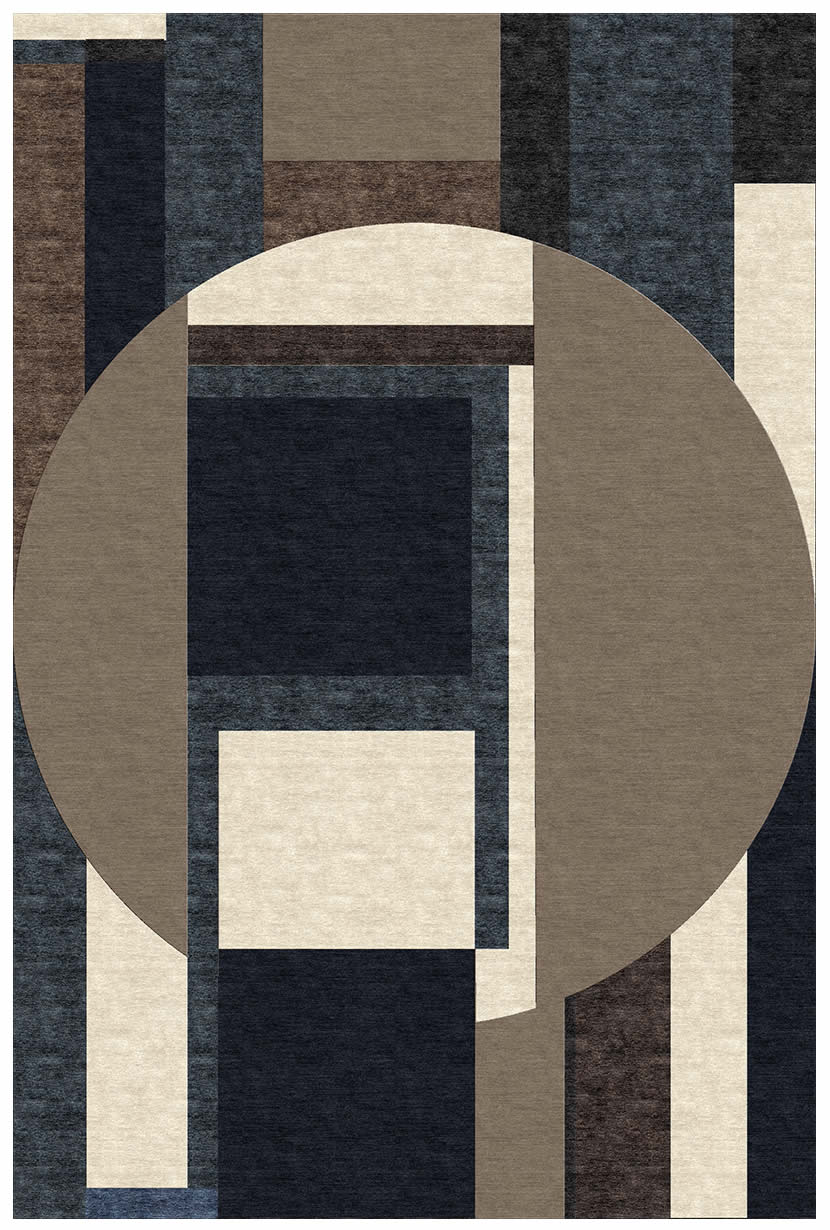 现代风格深墨咖色几何纹理图案地毯贴图