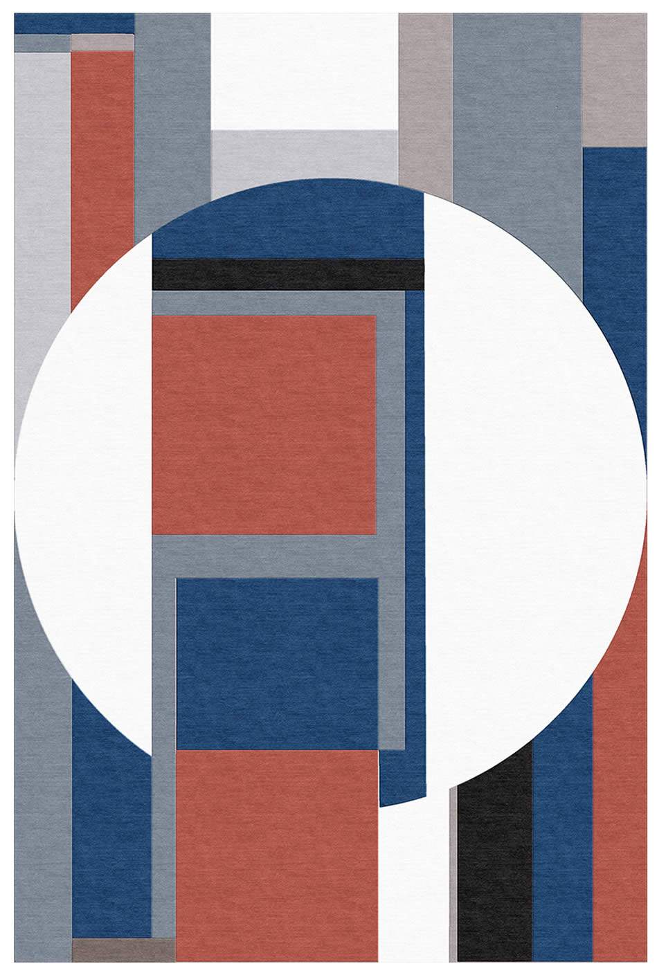 现代风格蓝白红色几何纹理图案地毯贴图