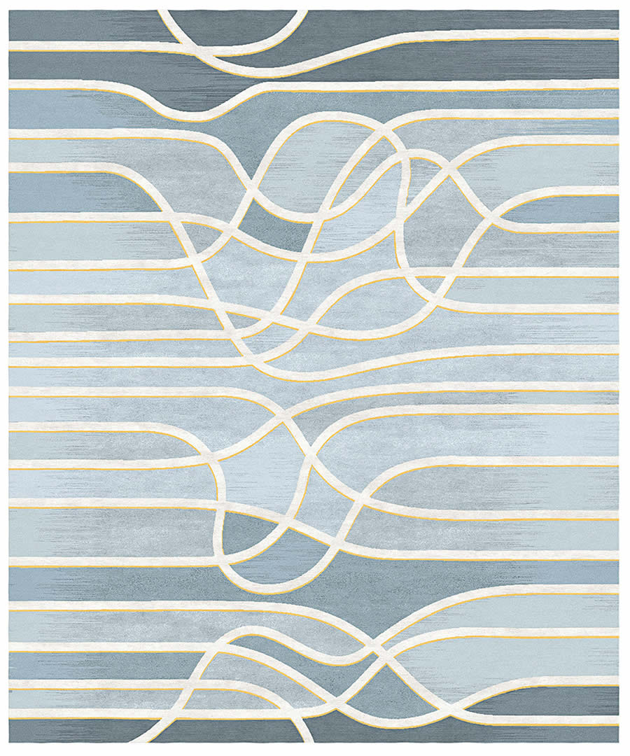 现代风格浅蓝色不规则条纹图案地毯贴图