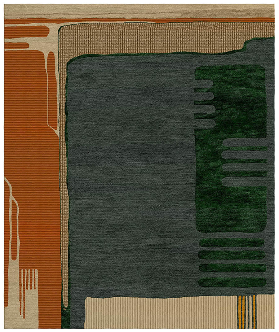 现代北欧暗绿色简单纹理图案地毯贴图