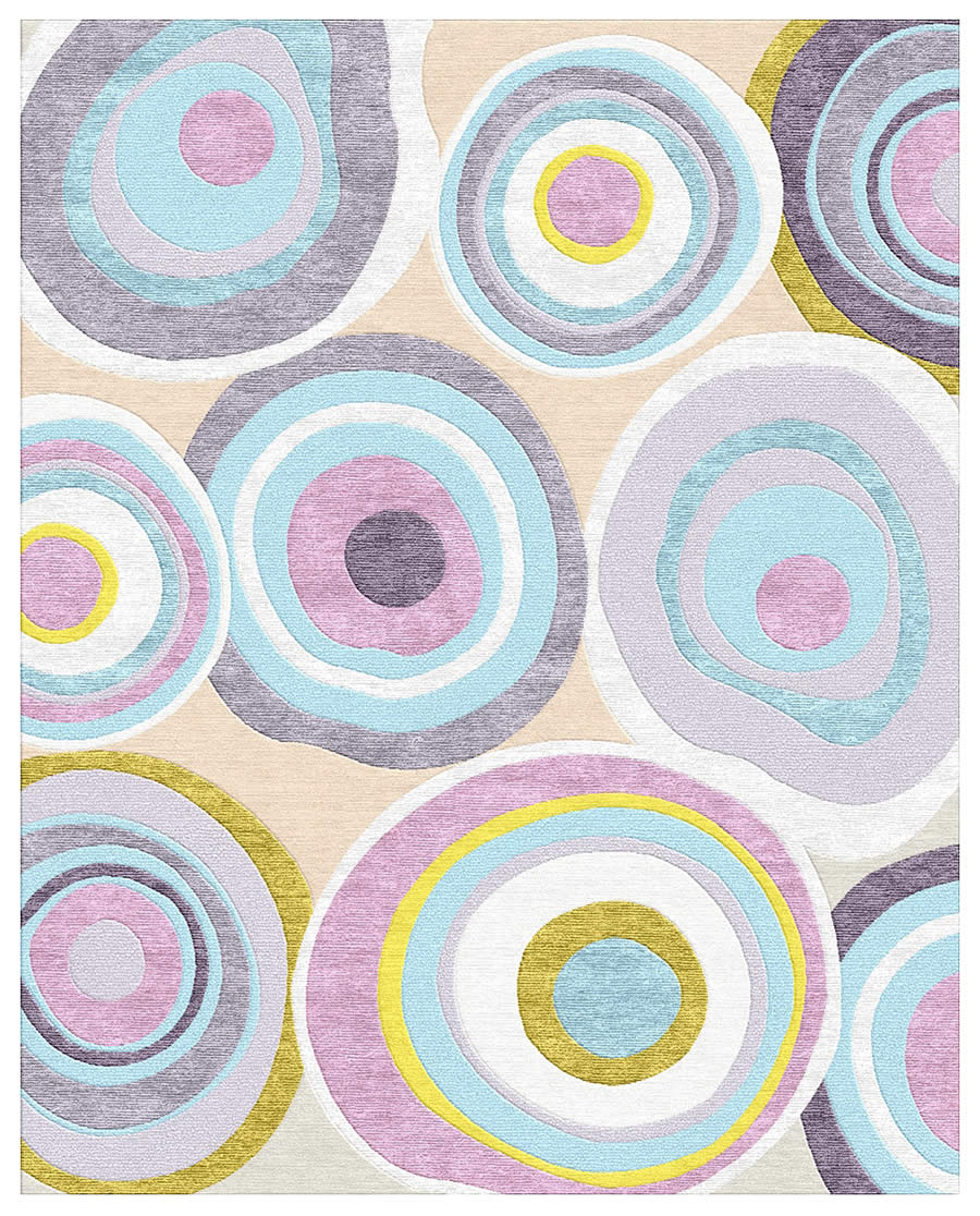 现代简约紫粉色圆圈图案地毯贴图