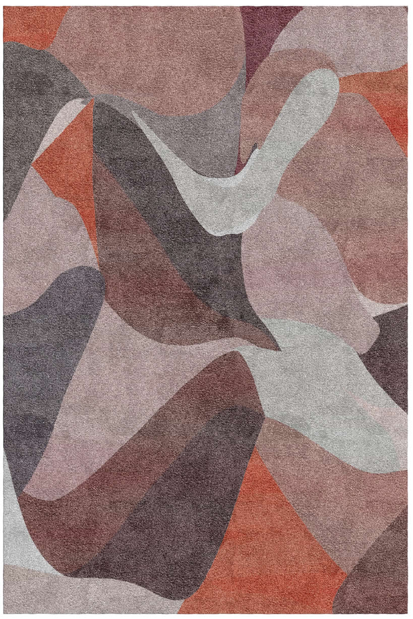 现代简约灰红色不规则色块图案地毯贴图