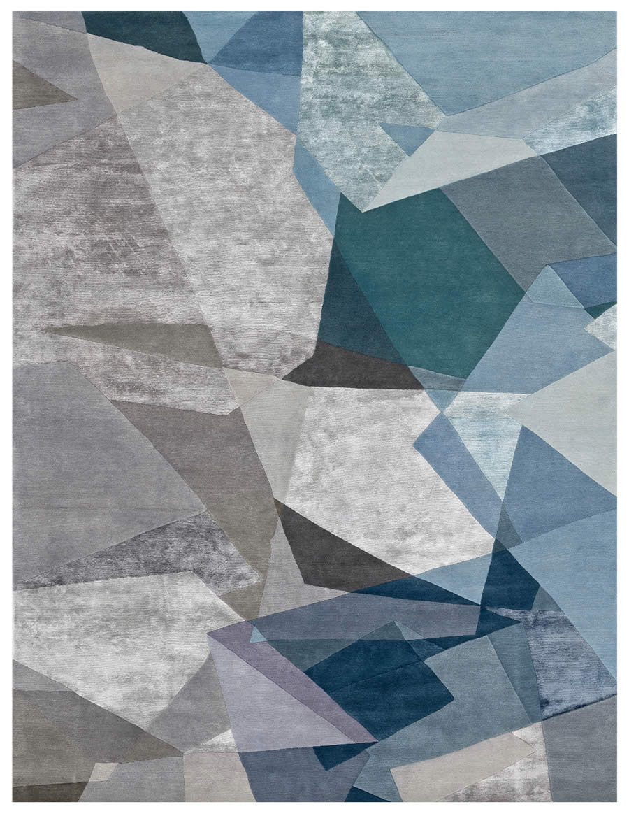 现代灰蓝色几何图形图案地毯贴图