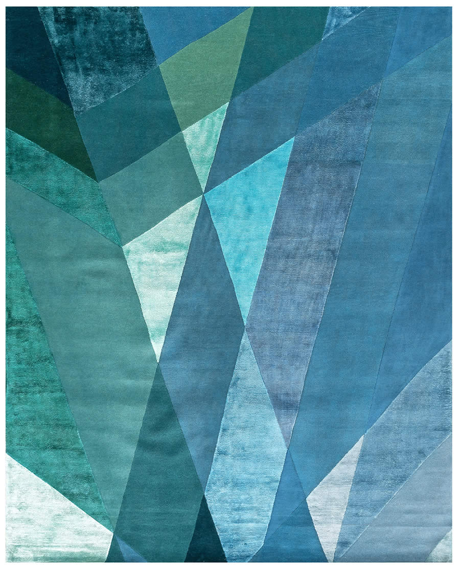 现代风格青绿蓝色几何纹理图案地毯贴图