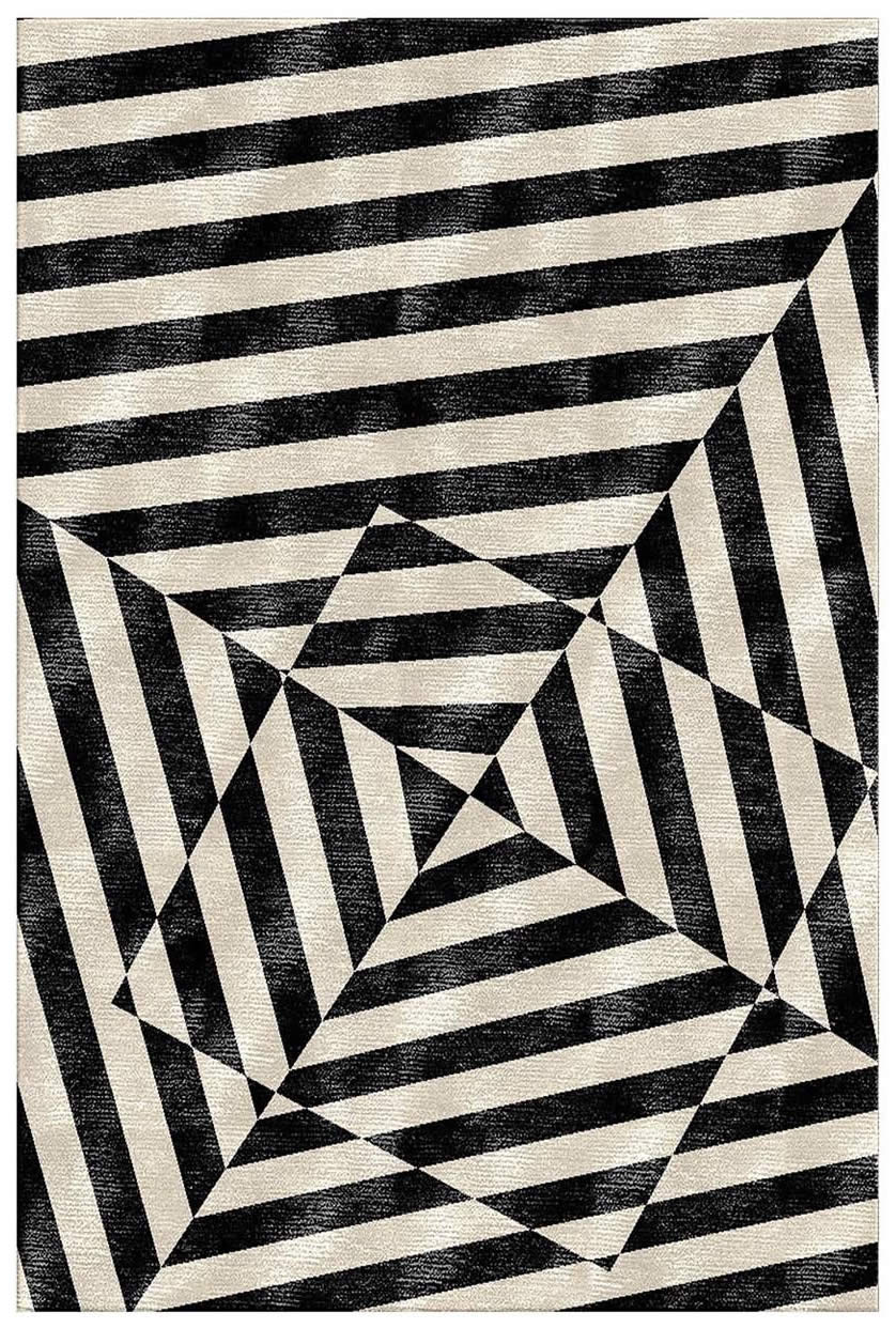 现代简约创意黑白几何纹理图案地毯贴图