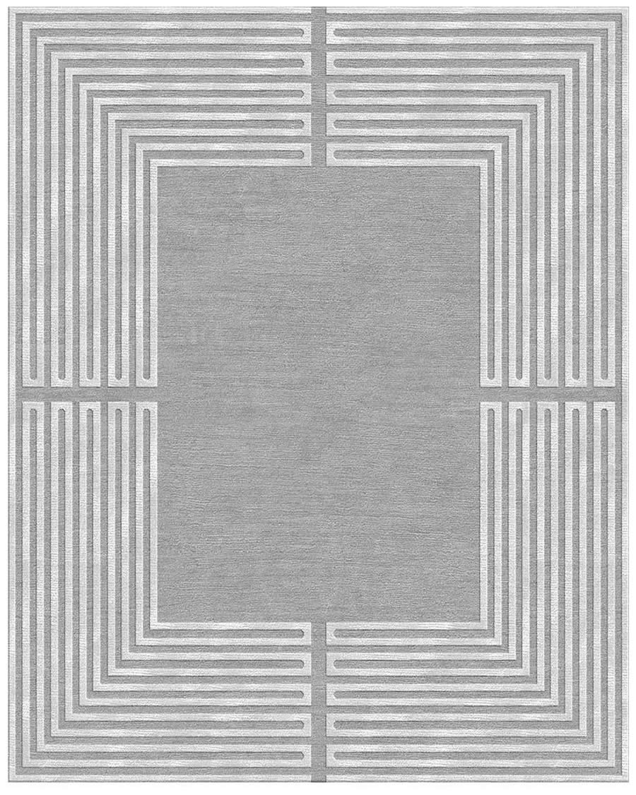 新中式浅灰色简单回字纹图案地毯贴图