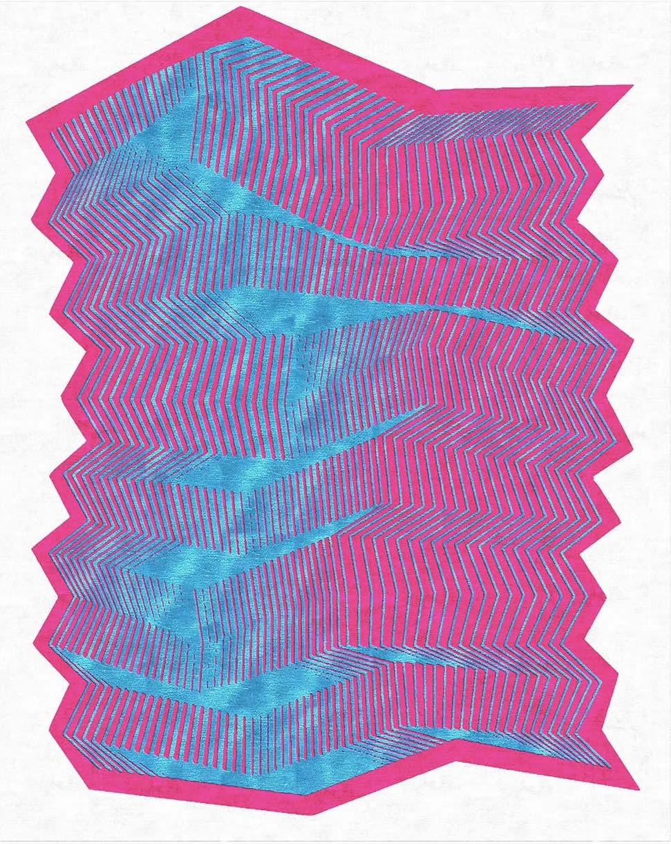现代摩登蓝粉色不规则几何图案地毯贴图