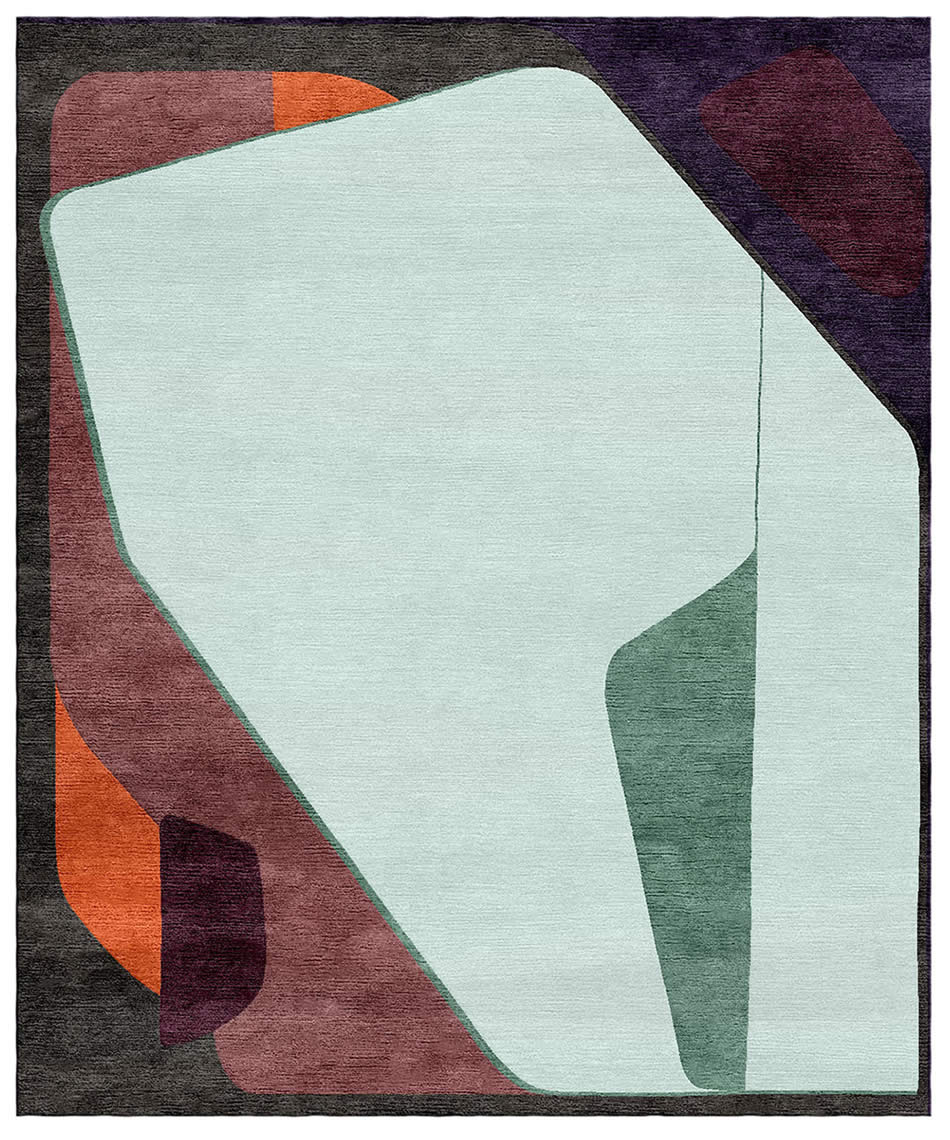 现代简奢几何色块拼接图案地毯贴图