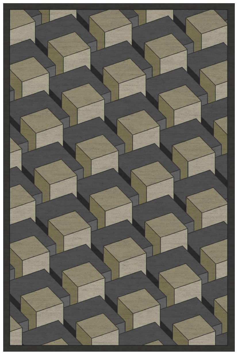 现代简约深灰色3D格子图案地毯贴图