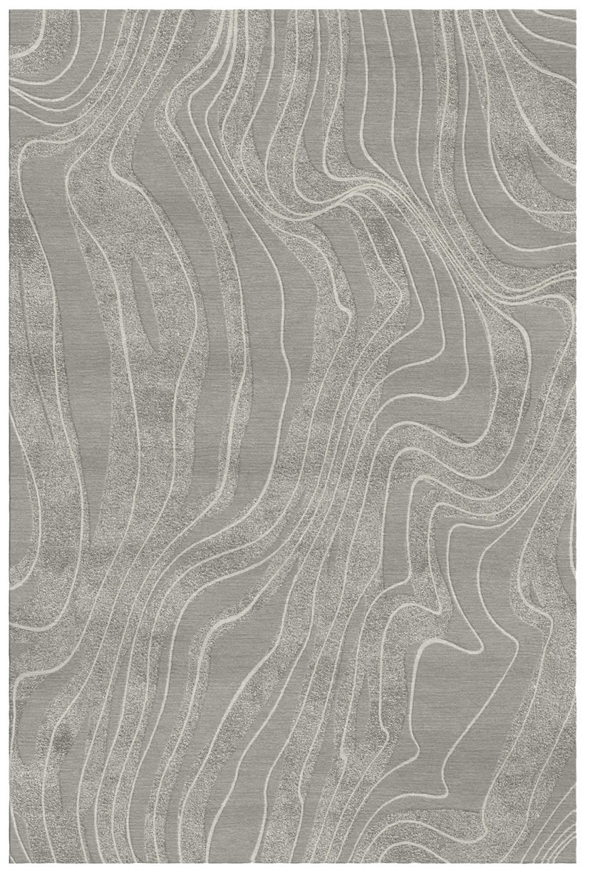 新中式冷灰色不规则线条纹理图案地毯贴图