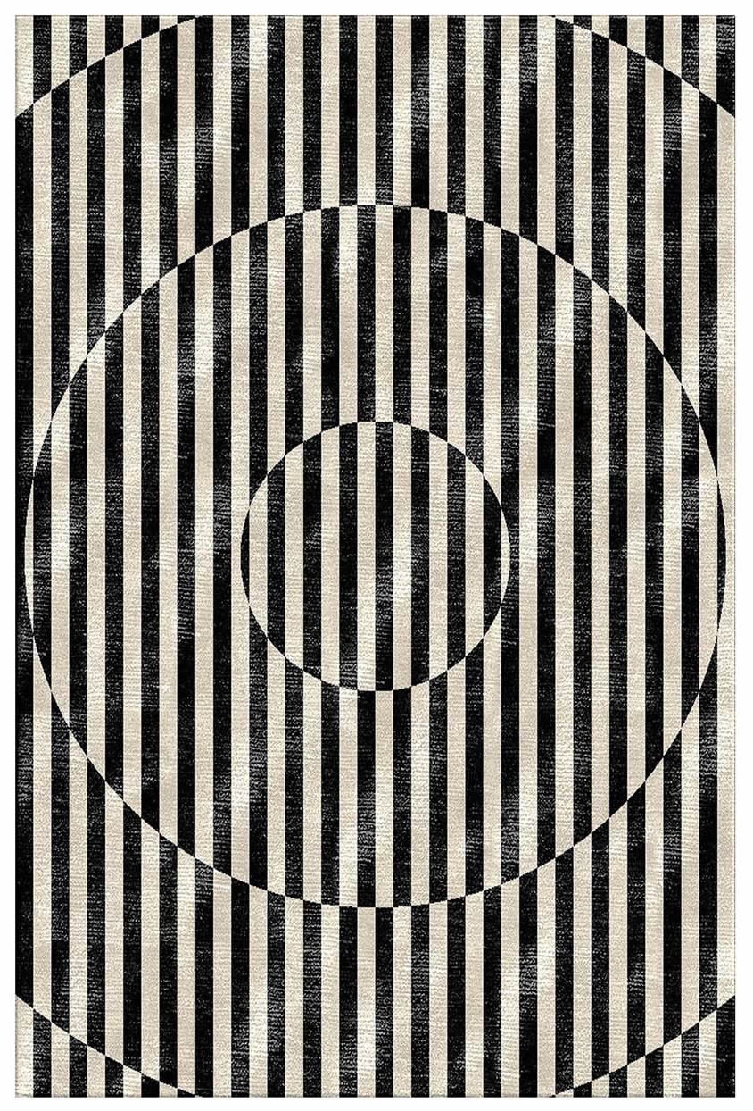 现代简约黑白创意条纹图案地毯贴图