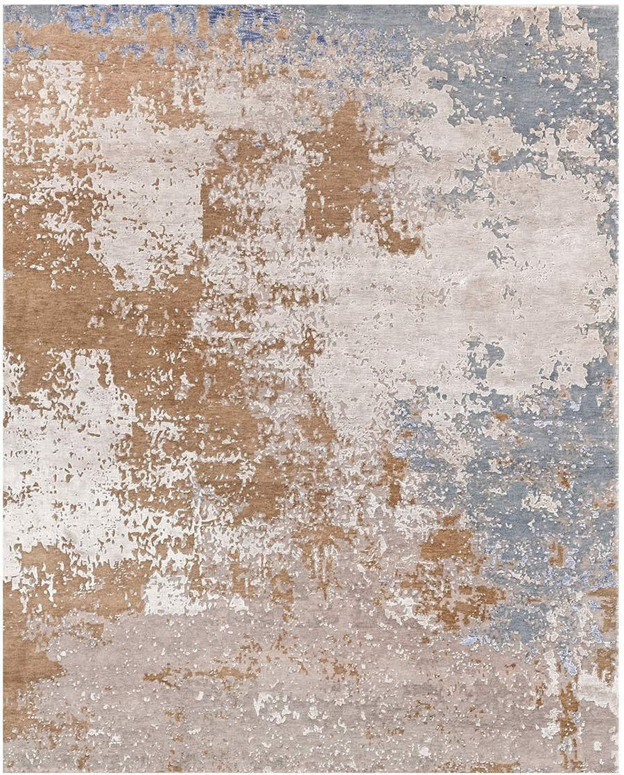 现代美式浅土黄灰色抽象图案地毯贴图