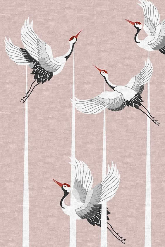 新中式吉祥丹顶鹤动物图案地毯贴图