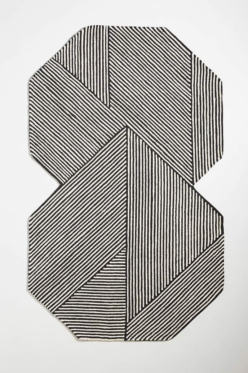 现代简约黑白几何纹理异形图案地毯贴图
