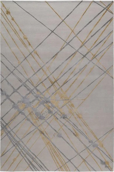 现代简约墨灰金黄色线条图案地毯贴图