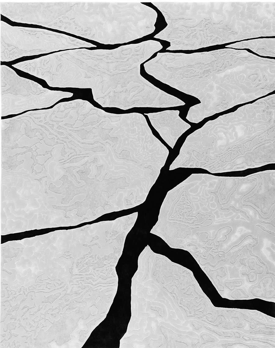 新中式黑白抽象裂纹图案地毯贴图