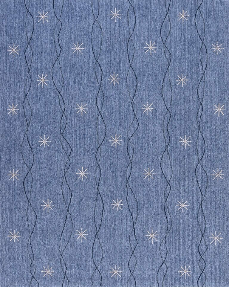 现代风格深蓝色雪花图花图案地毯贴图