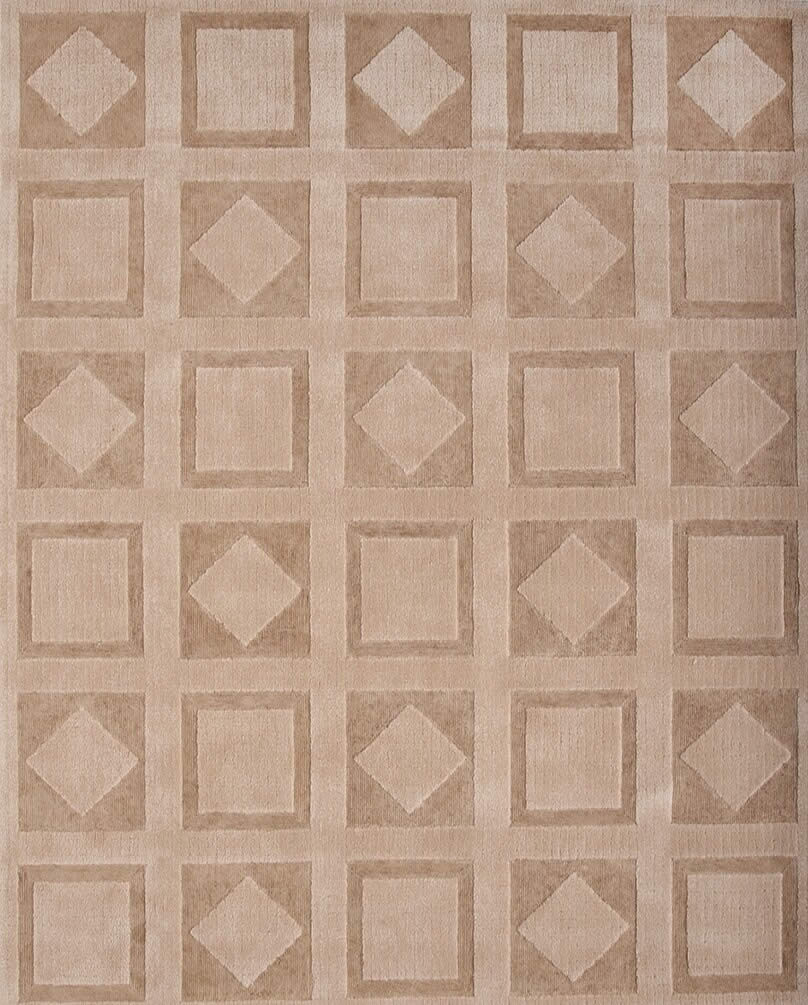 现代简约浅咖色几何格子图案地毯贴图