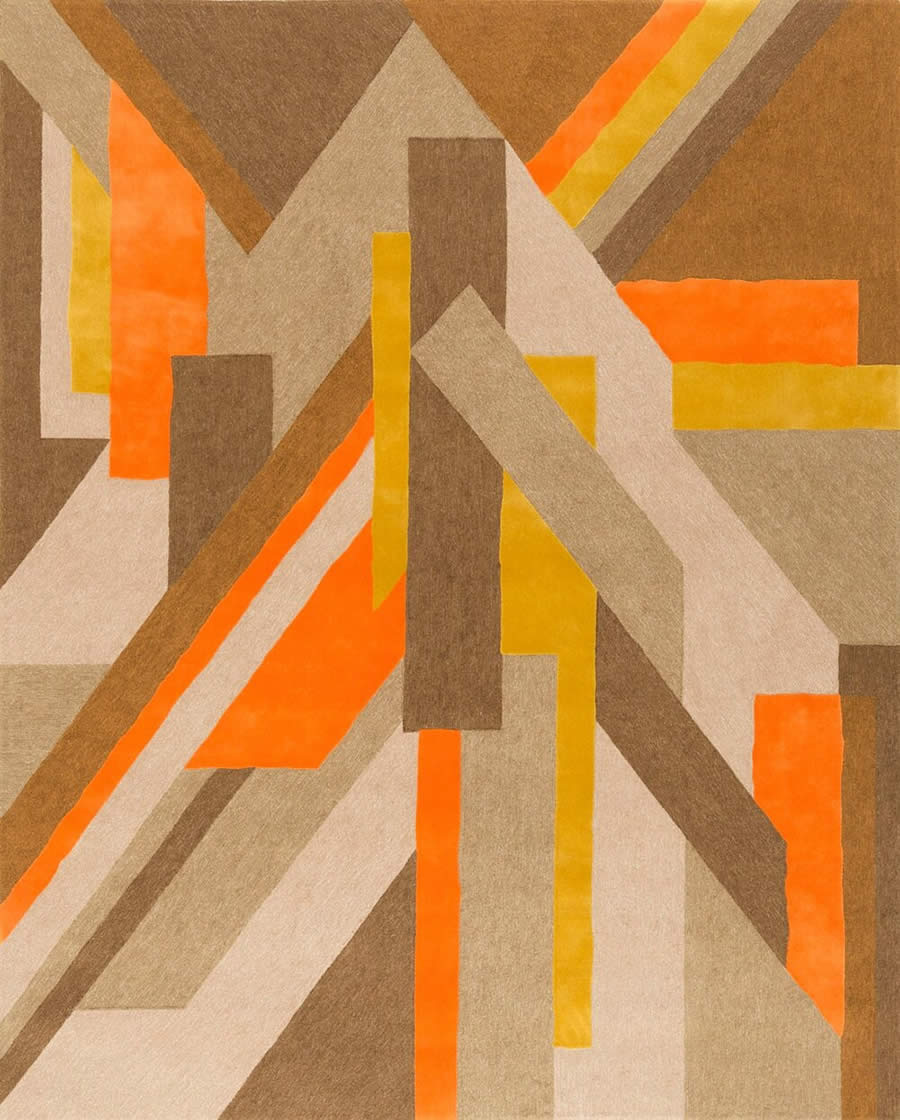现代简约橙黄咖色几何纹理图案地毯贴图