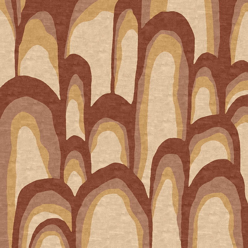 现代新中式咖红色山峰图案地毯贴图
