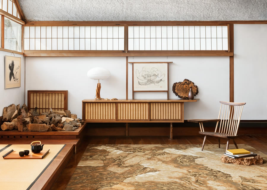 新中式茶室意境石头图案地毯贴图