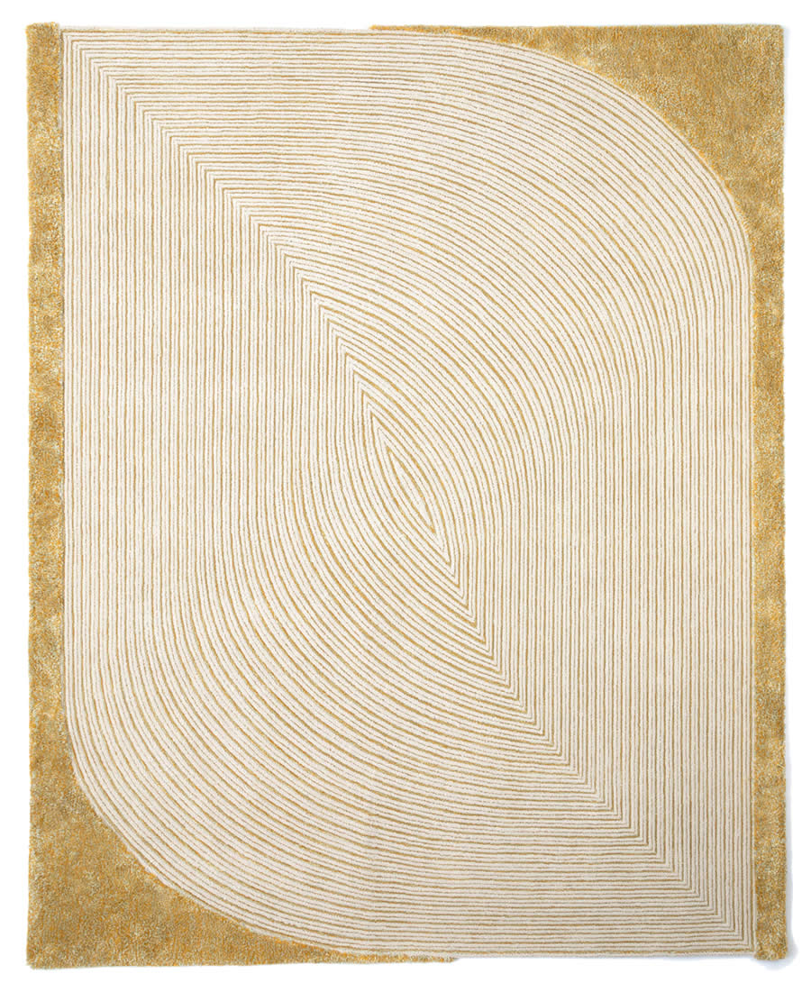 现代新中式浅黄色几何纹理图案地毯贴图