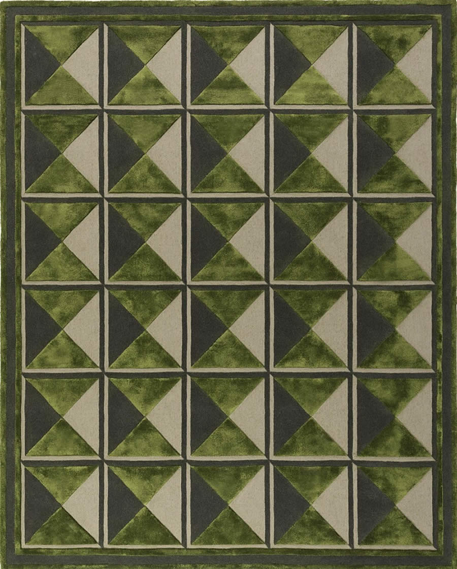 现代简奢风绿色几何格子图案地毯贴图