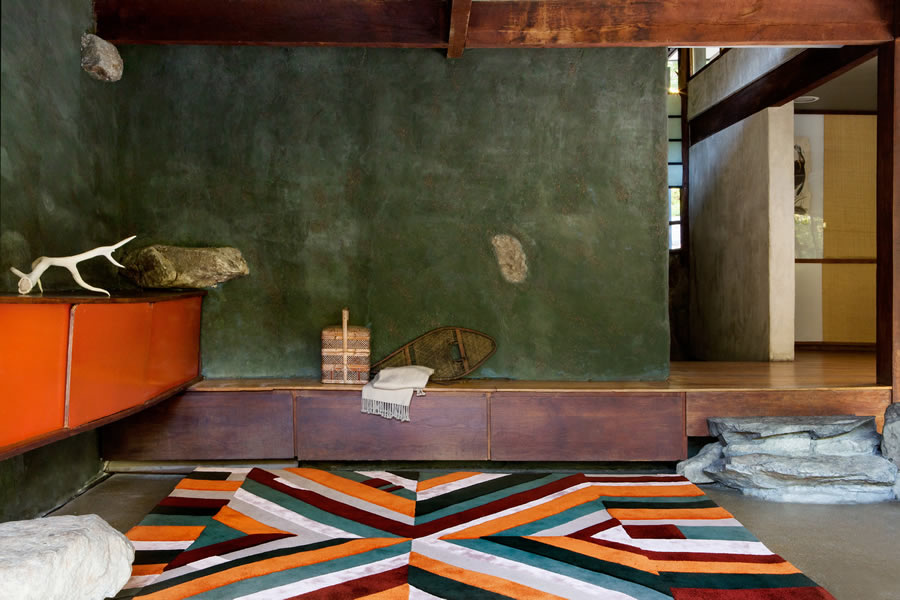 简约时尚彩色几何条纹图案地毯贴图