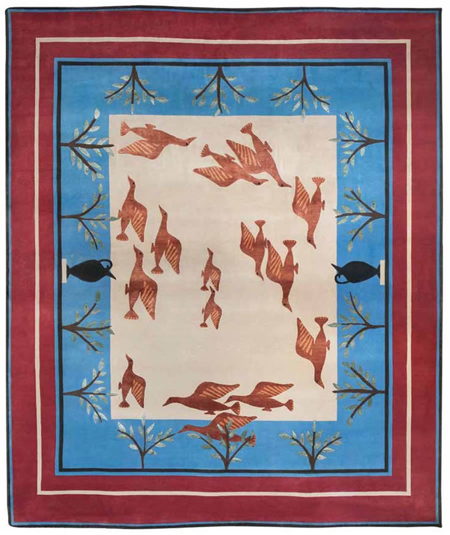 新中式古典大雁小树图案地毯贴图