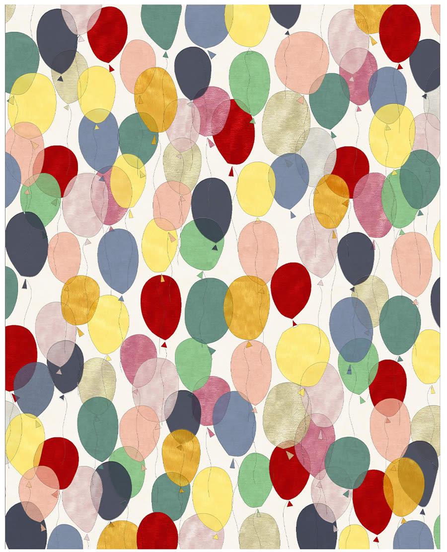 现代彩色气球图案儿童地毯贴图