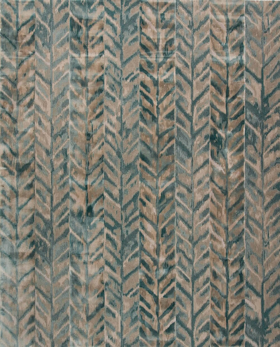 新中式咖绿色叶子纹理图案地毯贴图