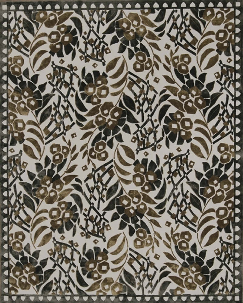 美式古典深咖色叶子图案地毯贴图