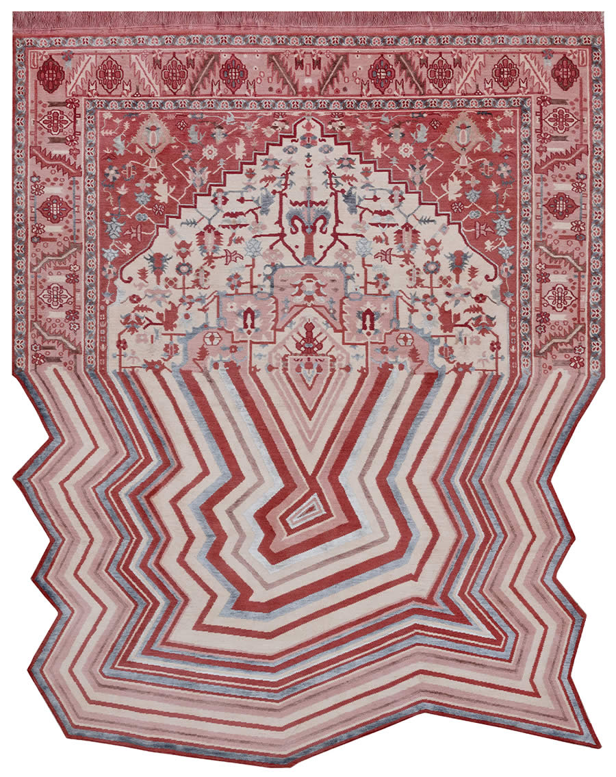 美式古典红色波纹花纹图案地毯贴图