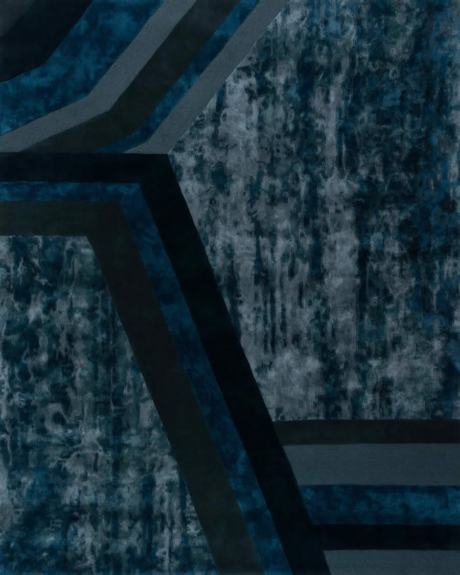 现代创意青蓝色抽象深图案地毯贴图