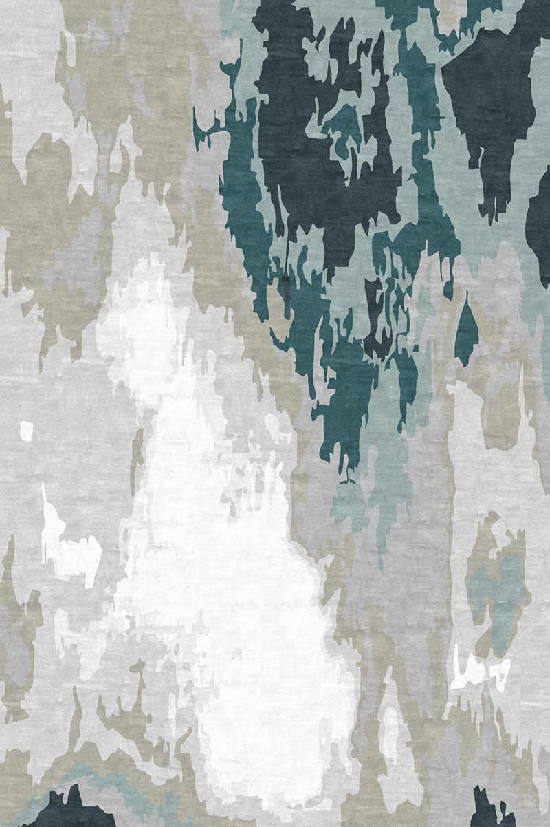 简约新中式绿灰色抽象纹理图案地毯贴图