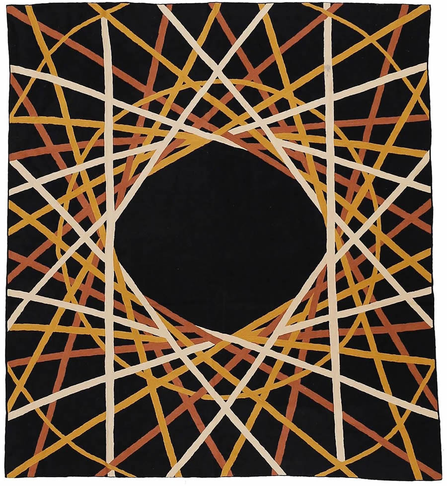 现代简约黄色线条几何图案地毯贴图