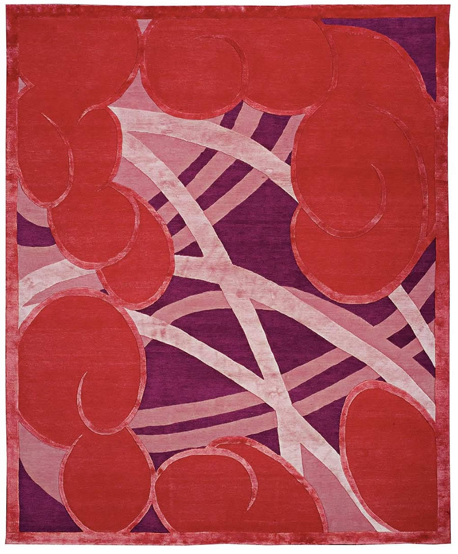 新中式红色简单几何纹理图案地毯贴图