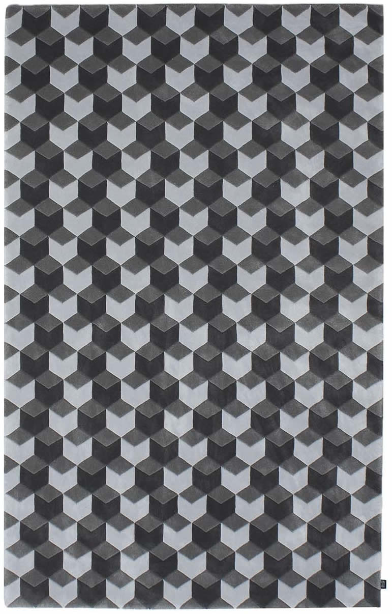 现代灰色系几何格子图案地毯贴图