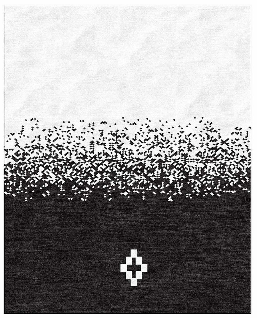 现代简约黑白渐变碎格子图案地毯贴图